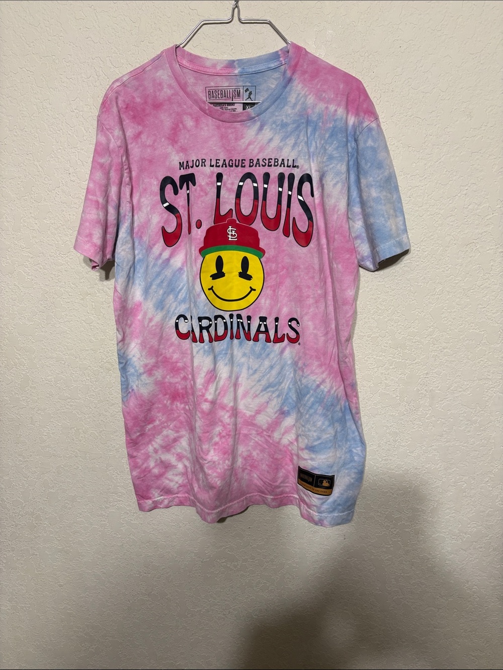 Baseballism St. Louis Cardinals Tie-Dye Short Sleeve Tee - Pink & Blue